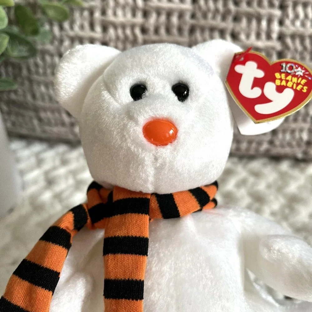 TY Beanie Baby QUIVERS Bear Ghost (6.5